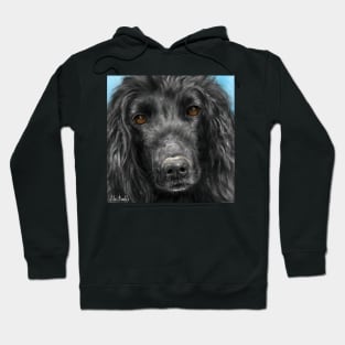 A Painting of a Black Cocker Spaniel with Honey Eyes Hoodie